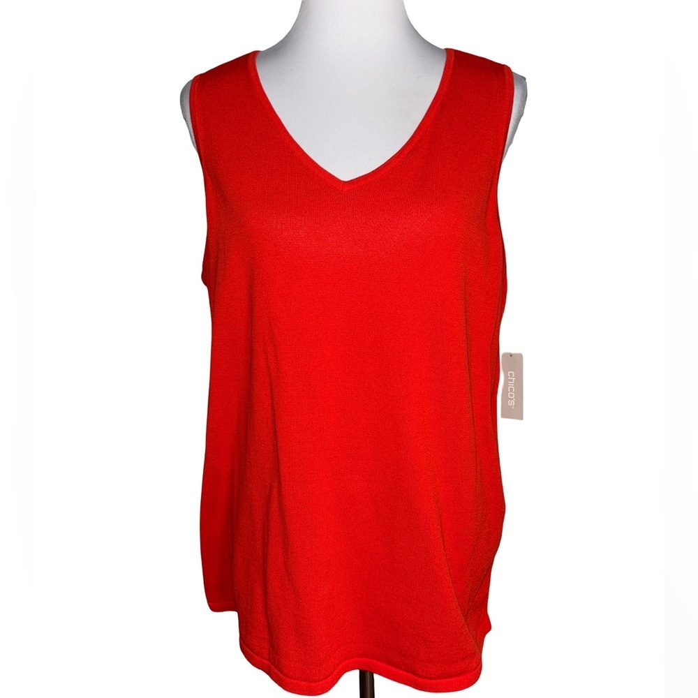 Chico's Red V-Neck Tank Top